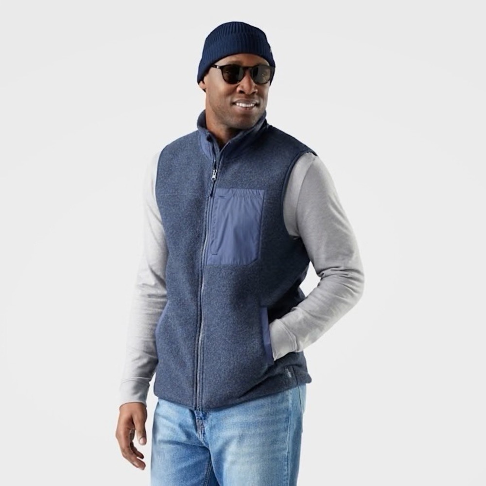 Smartwool Men's Second Cut Fleece Vest Wool Blend in Navy‎ Blue Size XXL